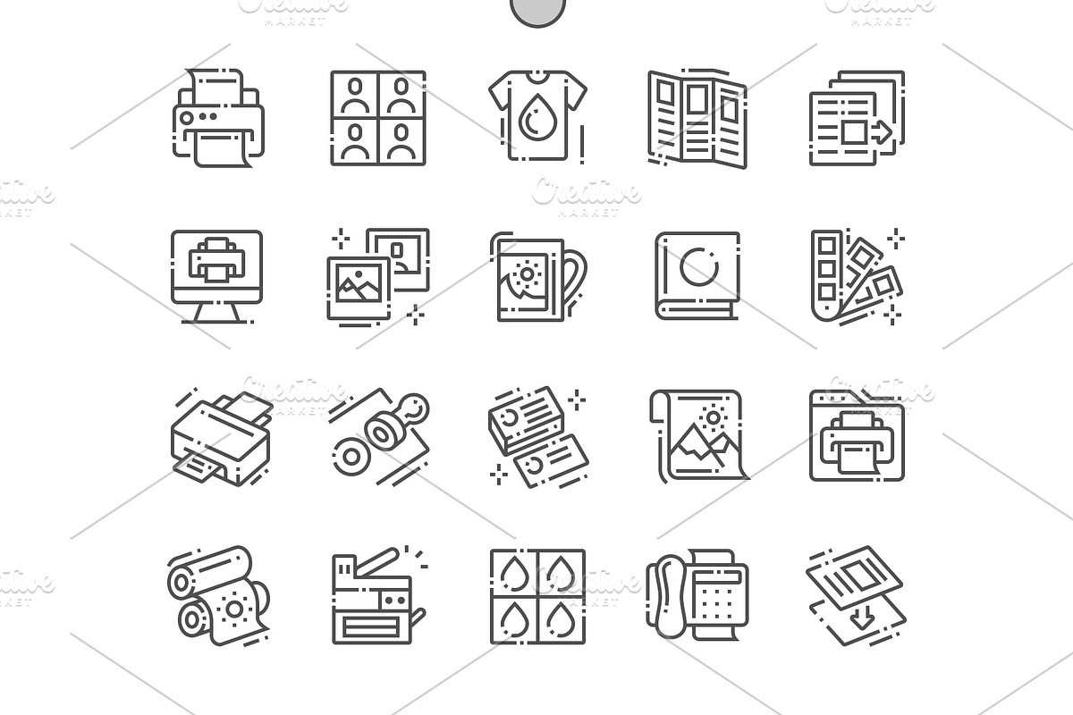Print Line Icons, an Outline Icon by Palau | Creative Market