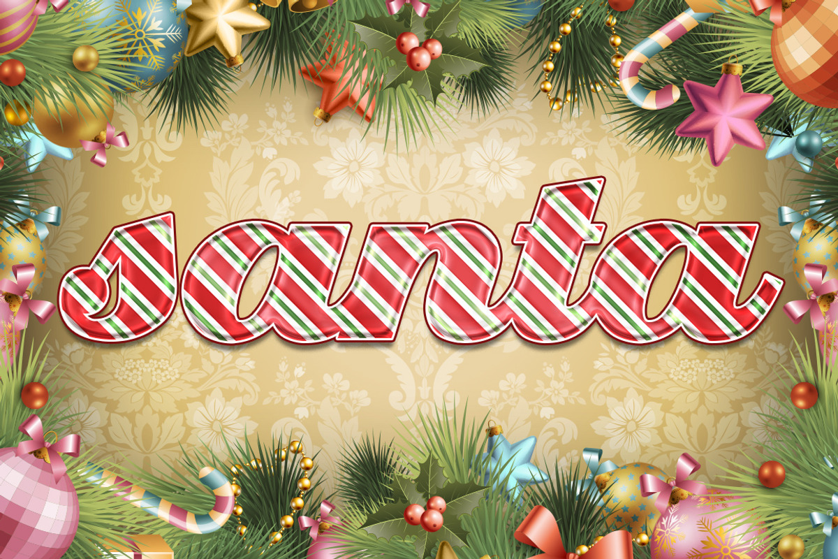 Candy Cane Text for Photoshop, a Layer Style Add-On by Creativenauts (Photo 4 of 5)