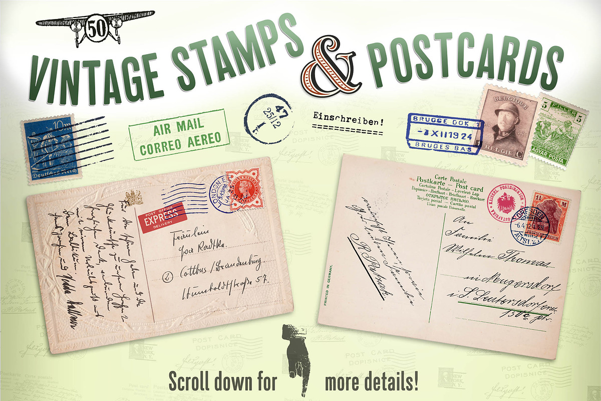 Vintage Stamps & Postcards, an Object Graphic by Betty Nane (Photo 1 of 2)