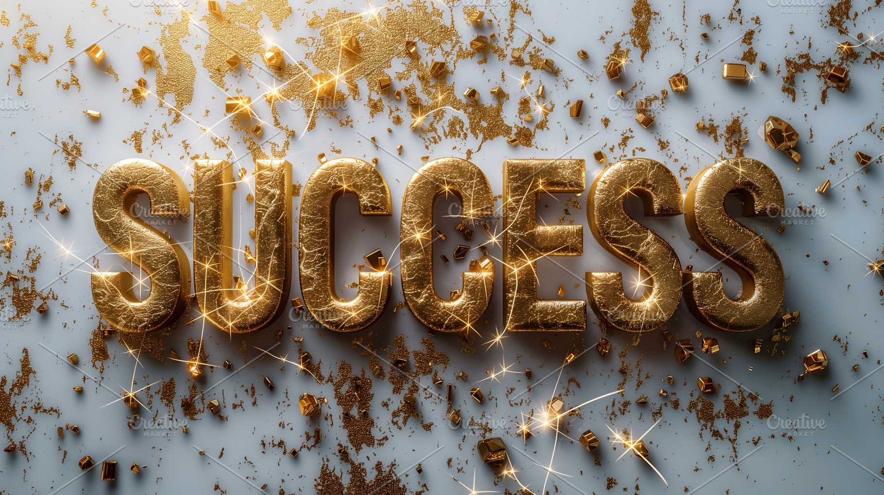 A shimmering, golden 'Success' word highlighted with sparkles, symbolizing achi, a Background Photo by ImageMir