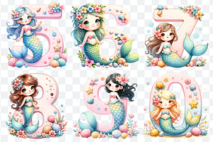 Mermaid Alphabet Font & Numbers