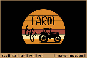 Retro Vintage Farm Life Tractor SVG, a Work Illustration by Handy Arts Studio