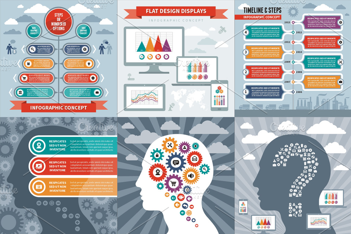6 Infographic Concept, a Presentation Template by serkorkin