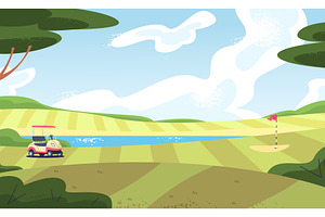 Golf course landscape. Field green, an Illustration by Stock-Smart-Start