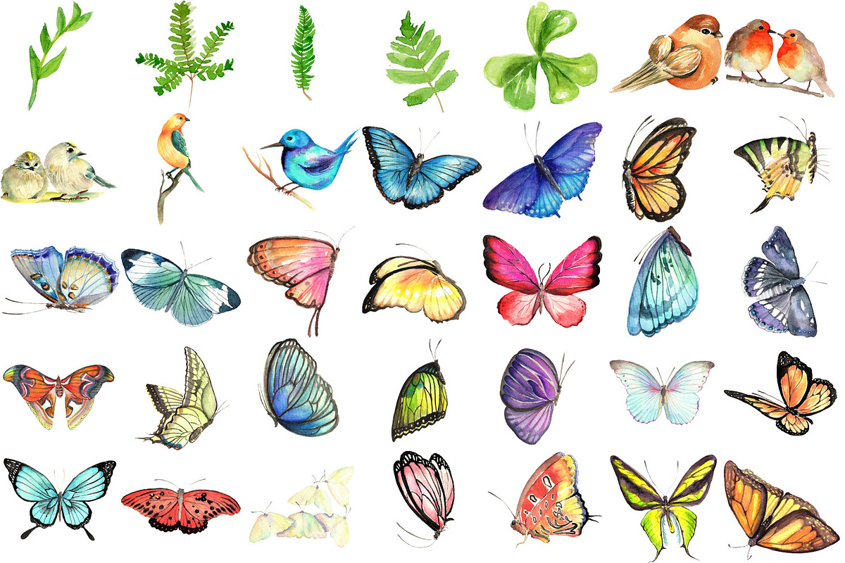 Butterfly BUNDLE 90 Watercolor PNG, a Decorative Illustration by LilyBoo Clipart (Photo 2 of 4)