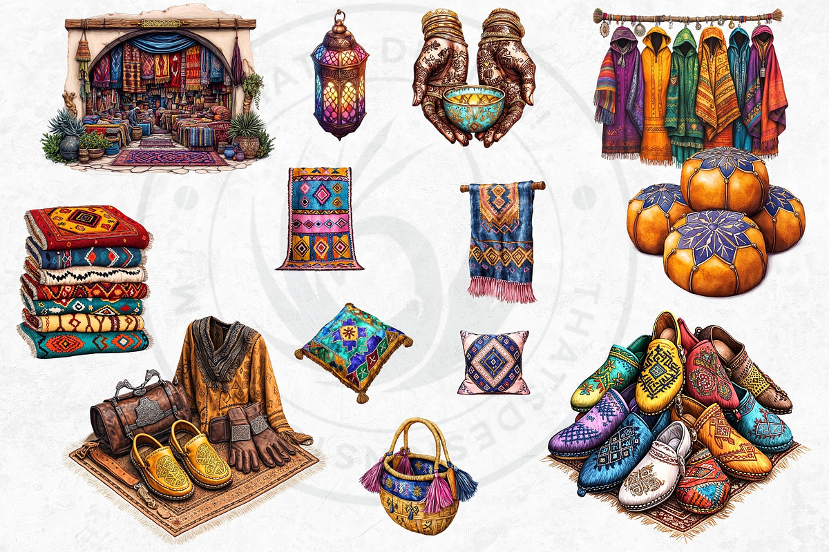 Morocco Travel clipart Set, a Decorative Illustration by ThatsDesignArt (Photo 8 of 10)