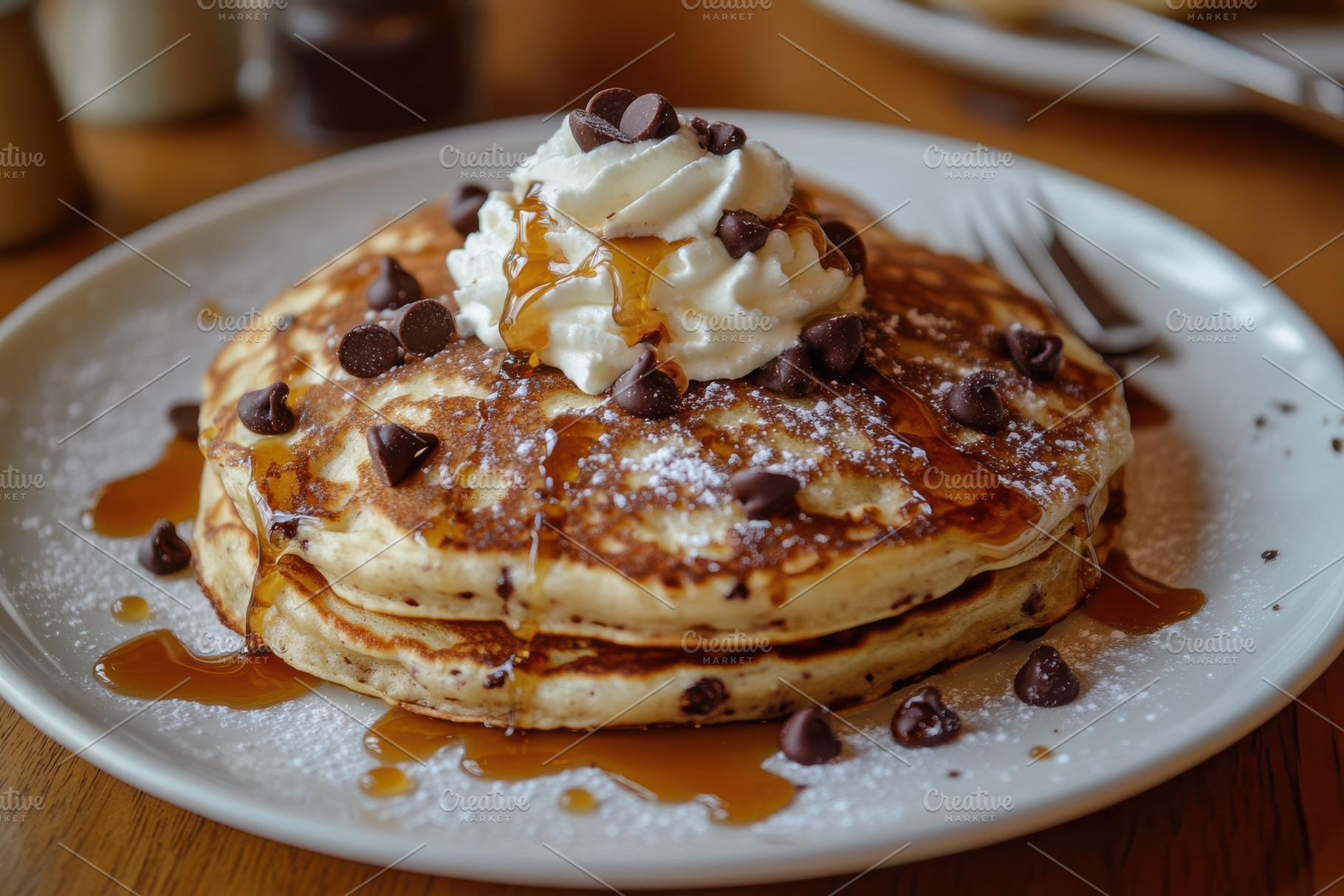 Delicious Chocolate Chip Pancakes wi, a Background Photo by Pixeness