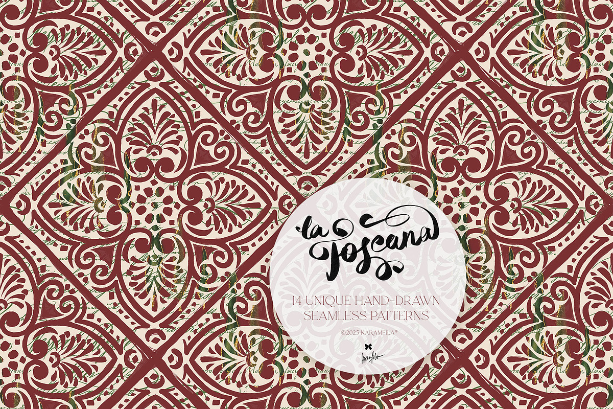 Tuscany Tiles Wine Seamless Patterns, a Pattern Graphic by KaramfilaS (Photo 12 of 18)