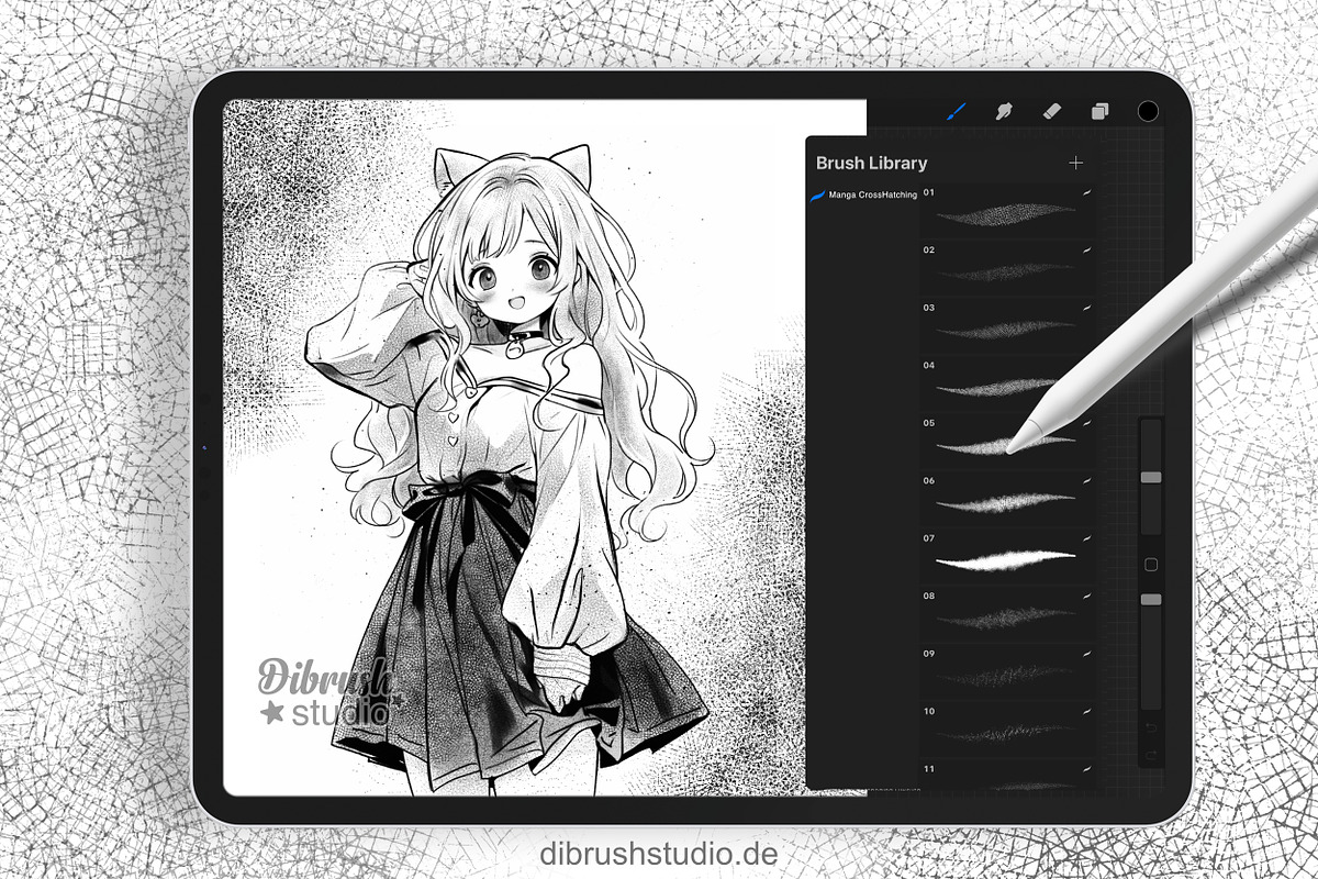 Procreate Manga Cross Hatching, a Brush Add-On by DiBrush Studio (Photo 4 of 5)