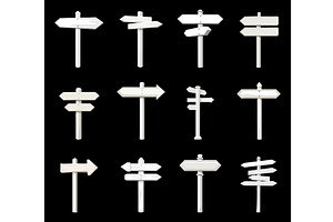 White fingerpost set. Direction sign, an Object Illustration by Valerie Bodnar