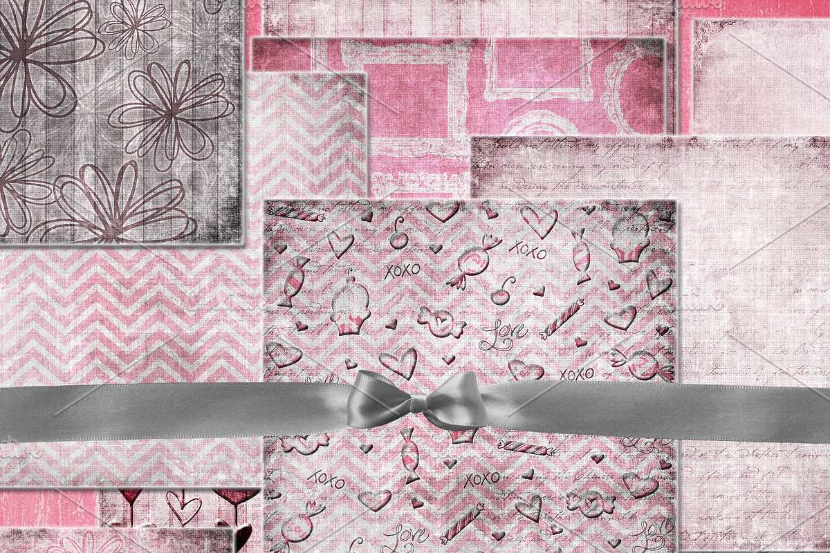 Shabby Pink Valentine Digital Paper preview 3