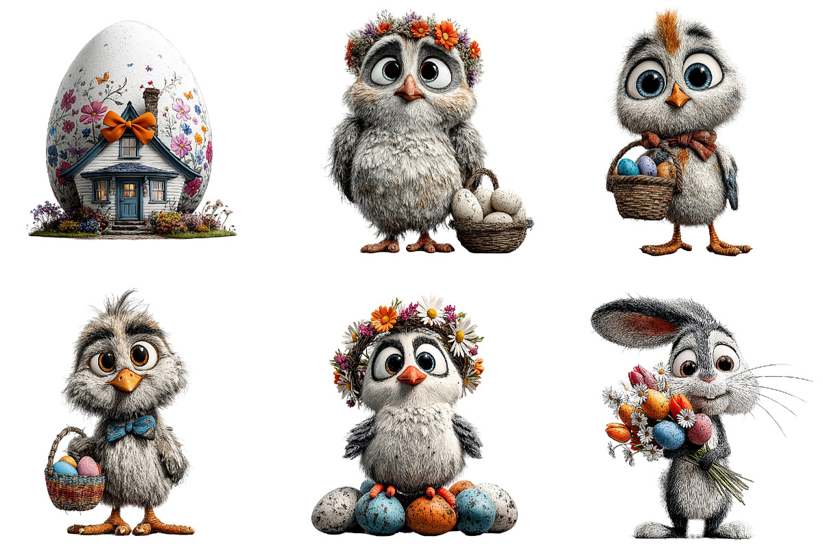 Whimsical Happy Easter Clipart, an Illustration by Sublimation Artist (Photo 3 of 7)