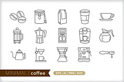 Minimal coffee icons, an Outline Icon by Picture Window (Thumbnail 1 of 5)