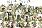 Watercolor Cottage Clipart, an Illustration by DreamCafeArt (Thumbnail 1 of 6)
