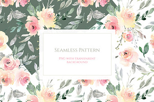 Watercolor Wedding Soft Flowers PNG