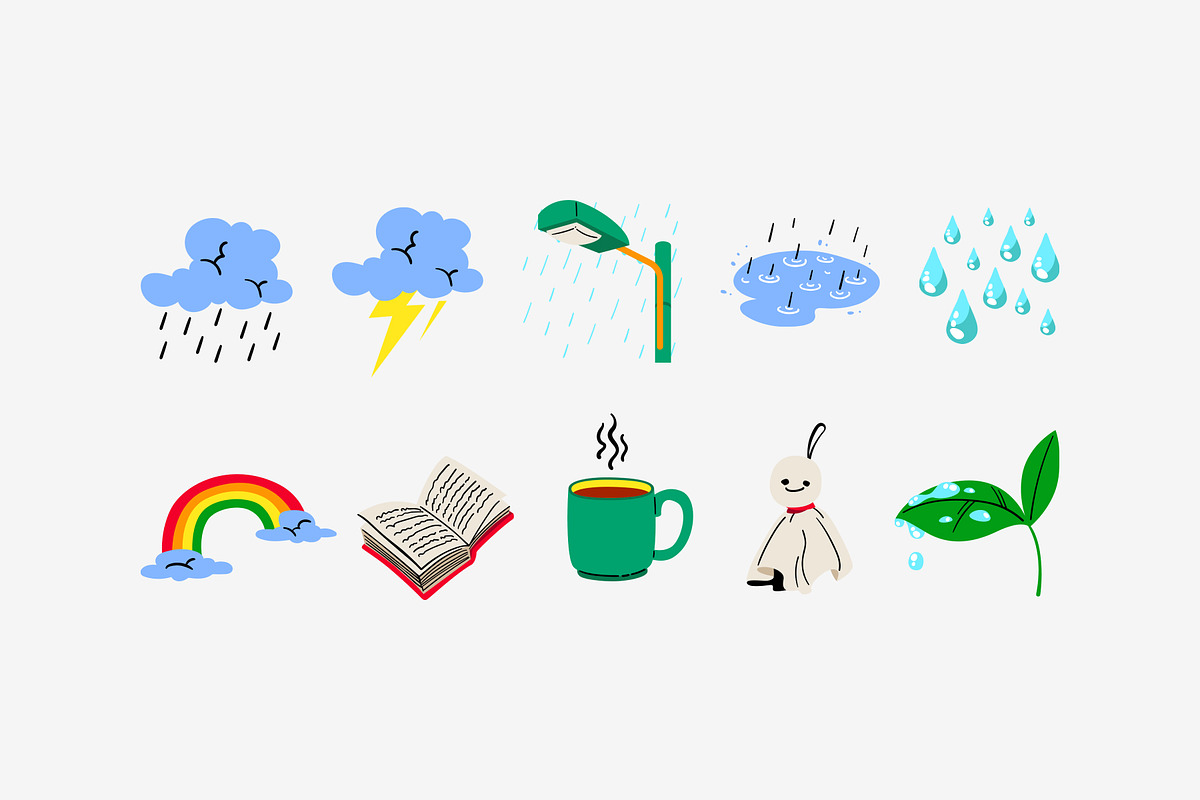 Rainy Day Doodle Illustration, an Object Graphic by SLAB! Design (Photo 2 of 3)