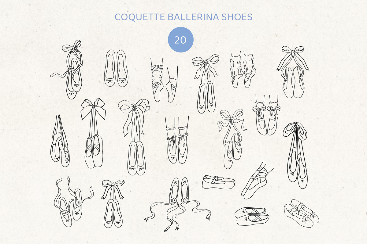 Ballerina core vector doodles set, a Decorative Illustration by yabluko_draws (Photo 6 of 7)