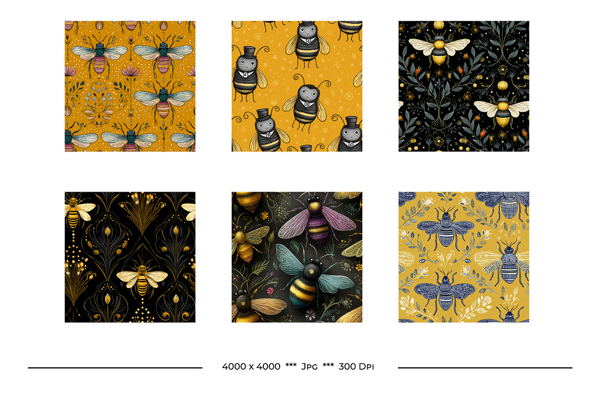 Bee Patterns in Retro Art Styles, a Pattern Graphic by karenfoleyphoto (Photo 2 of 13)