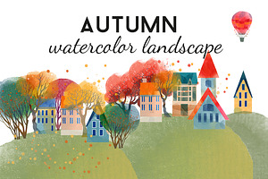 Autumn Watercolor Landscape