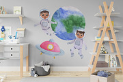 Watercolor space clipart with planet, an Animal Illustration by CreativeByLu (Thumbnail 4 of 11)