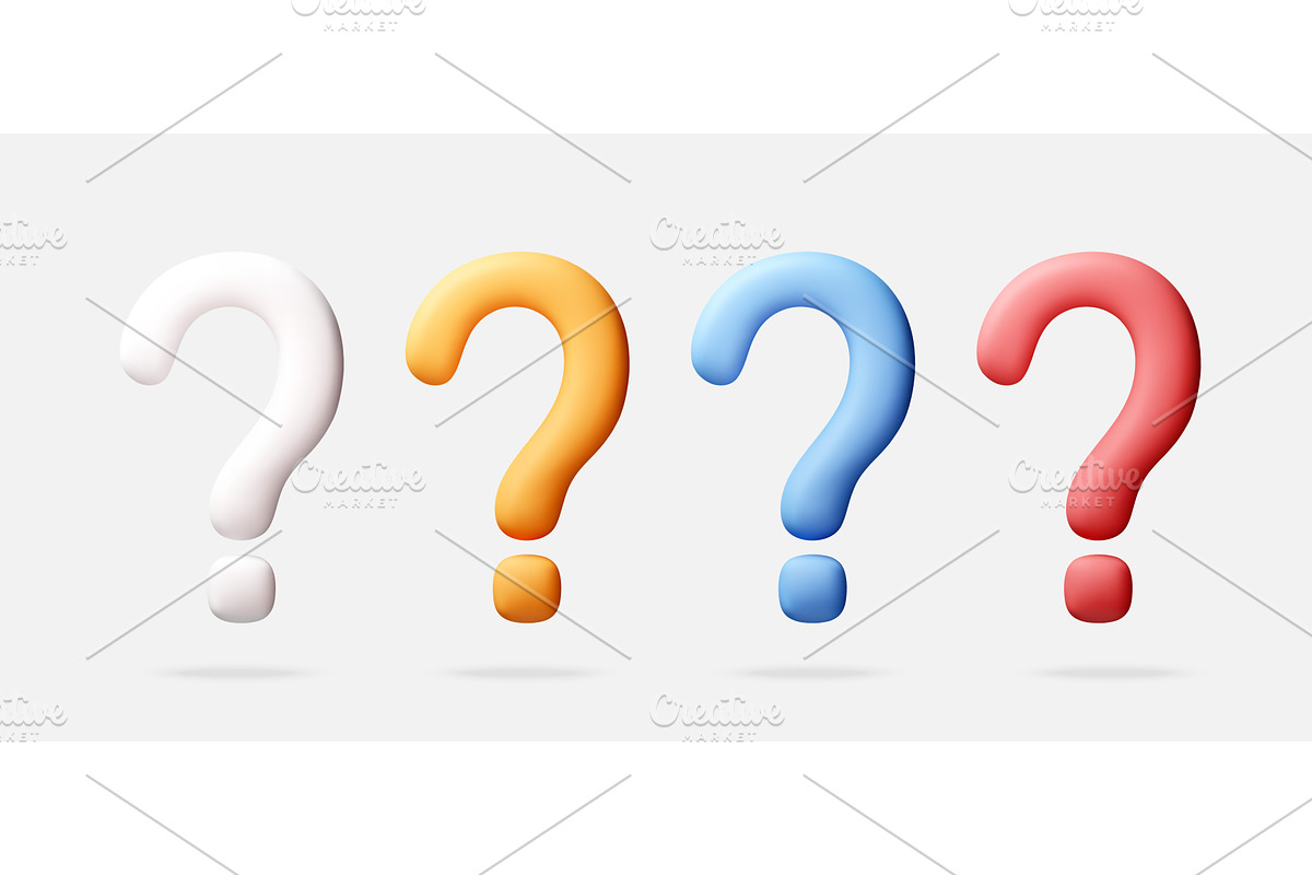 3D Set of colorful question marks on, an Object Illustration by Abscent