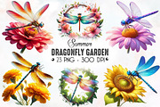 Summer Dragonfly Garden Clipart, an Illustration by RobertsArt (Thumbnail 1 of 7)
