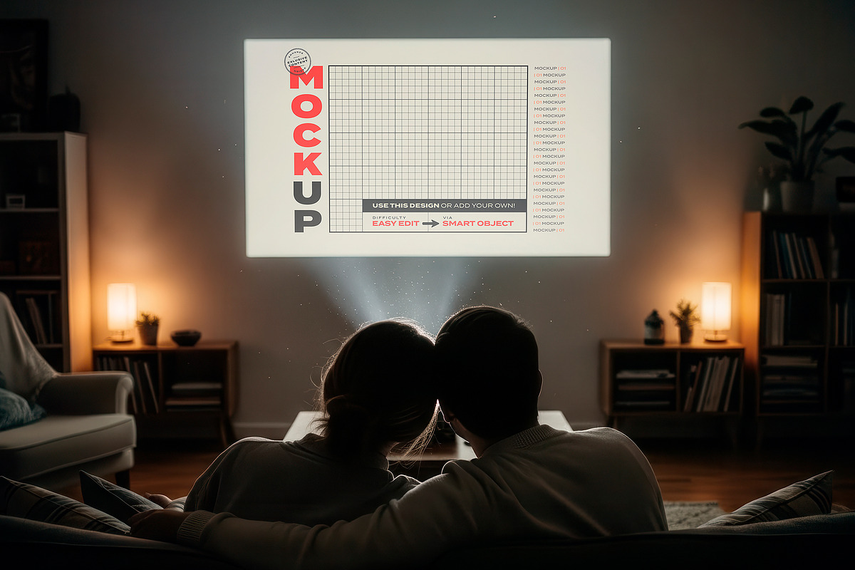 Projector Screen Home Cinema Mockups, a Mockup by Luuqas Design (Photo 1 of 6)