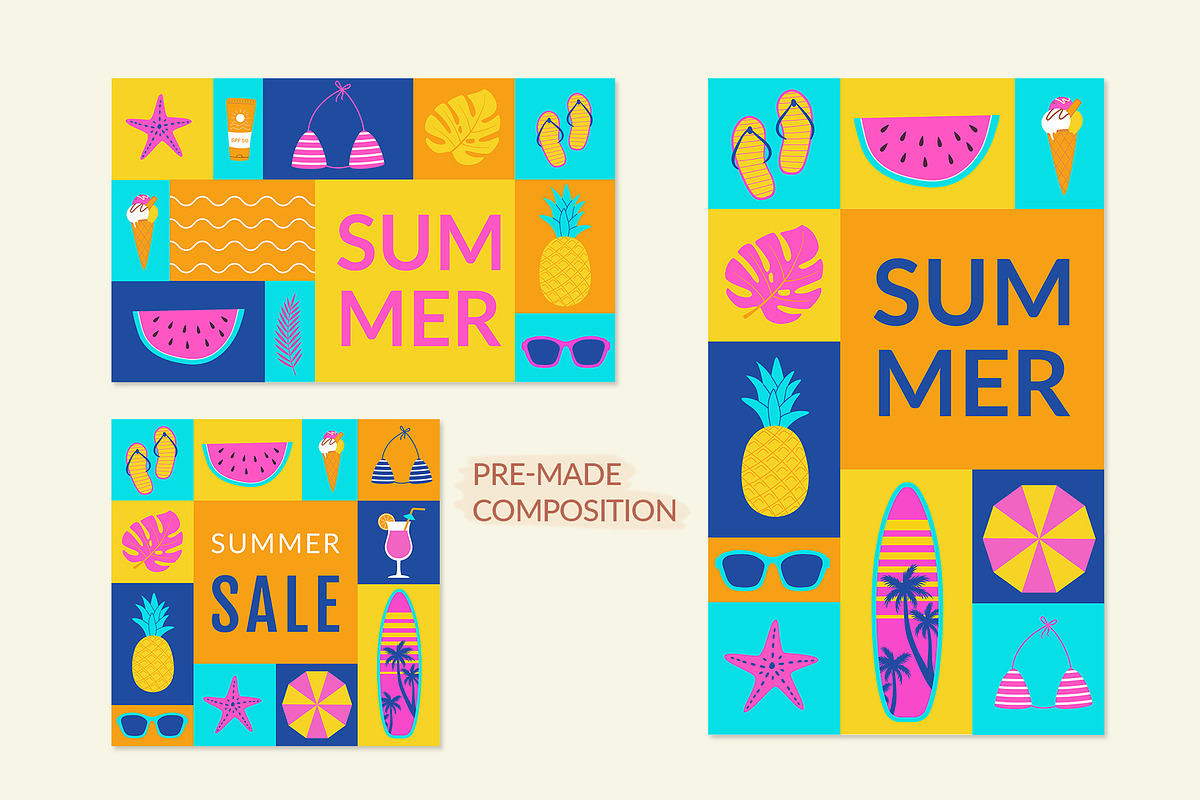 Summer Vibes – Vector Beach Clipart, a Seasonal Illustration by Nadezhda Mikhailova (Photo 7 of 9)
