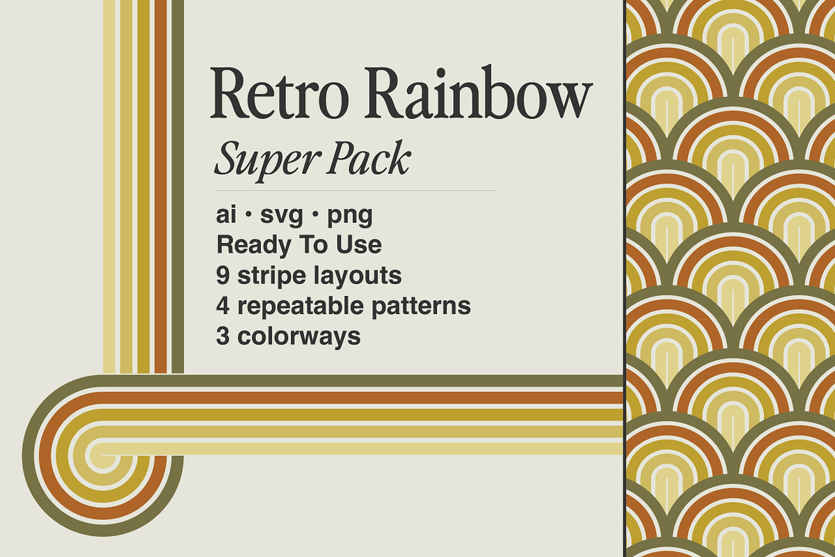 Retro Rainbow Stripes, an Object Graphic by Stellen Design (Photo 1 of 23)