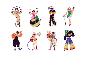 Clowns set, circus show posters, a Person Illustration by PaperTrident