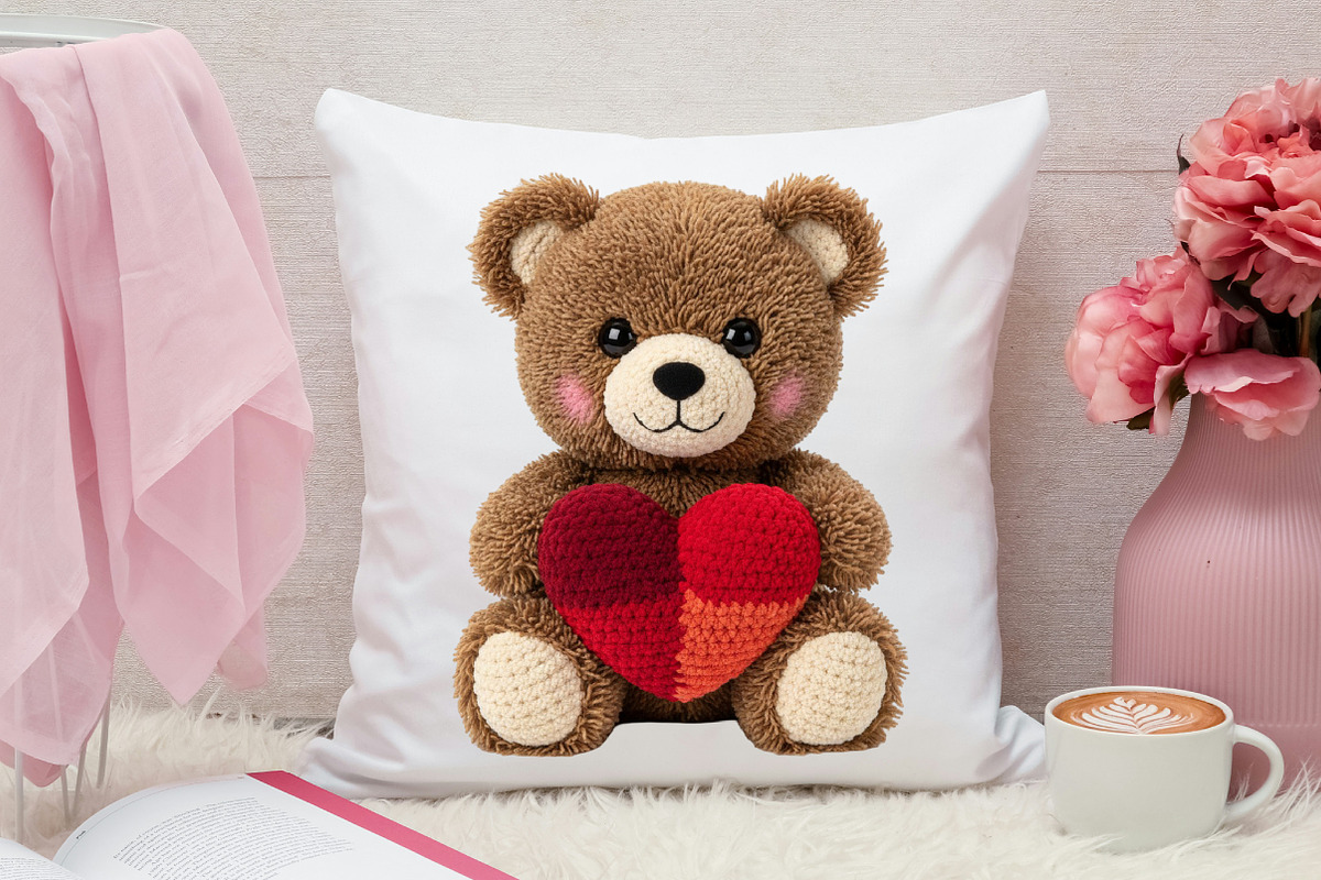 Faux Yarn Valentine Teddy Bear PNG, an Illustration by Canvas Craft (Photo 7 of 7)