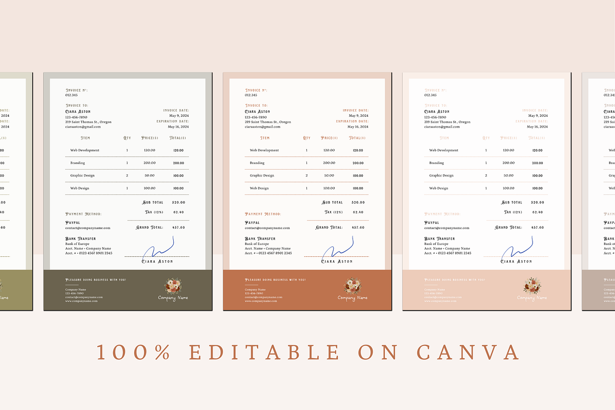 INVOICE CANVA TEMPLATE, a Print Template by The Little Lily Studio (Photo 3 of 5)