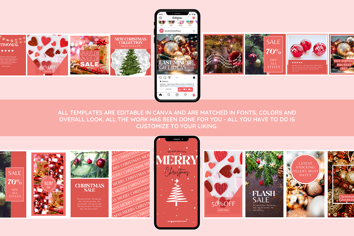Red Christmas Instagram Templates preview 7