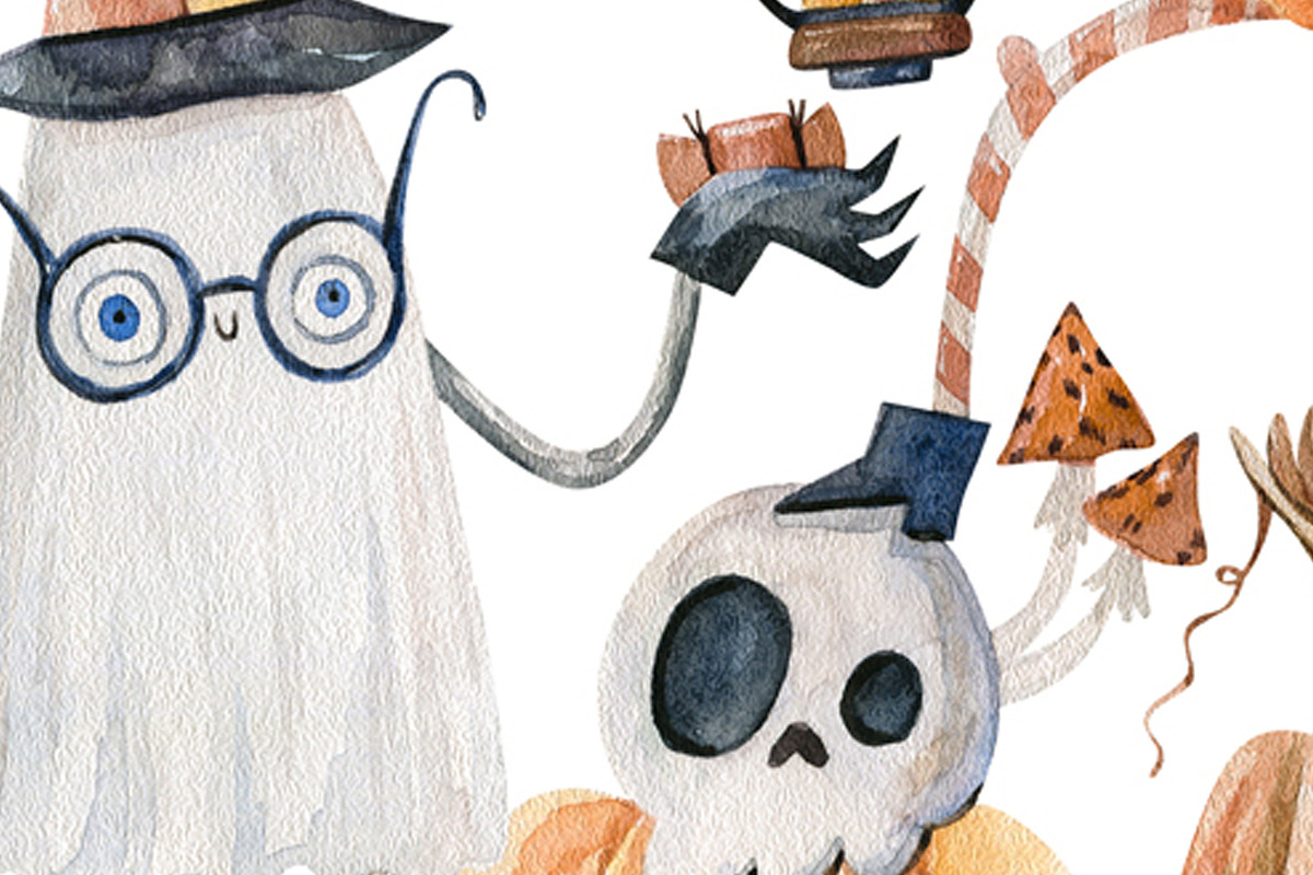 Cute Watercolor Halloween Ghost, a Seasonal Illustration by the_myro (Photo 7 of 7)