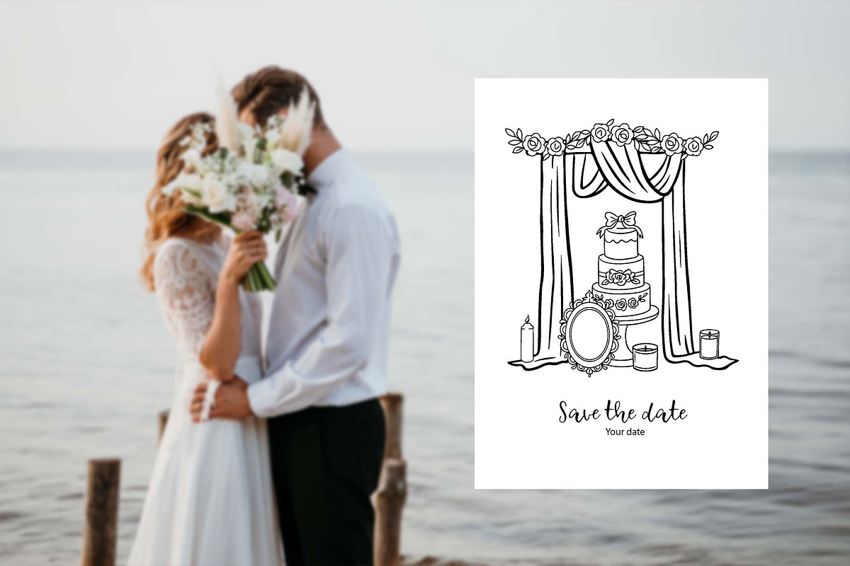 Wedding Line Art Vector Set, an Object Illustration by VerAna (Photo 13 of 18)
