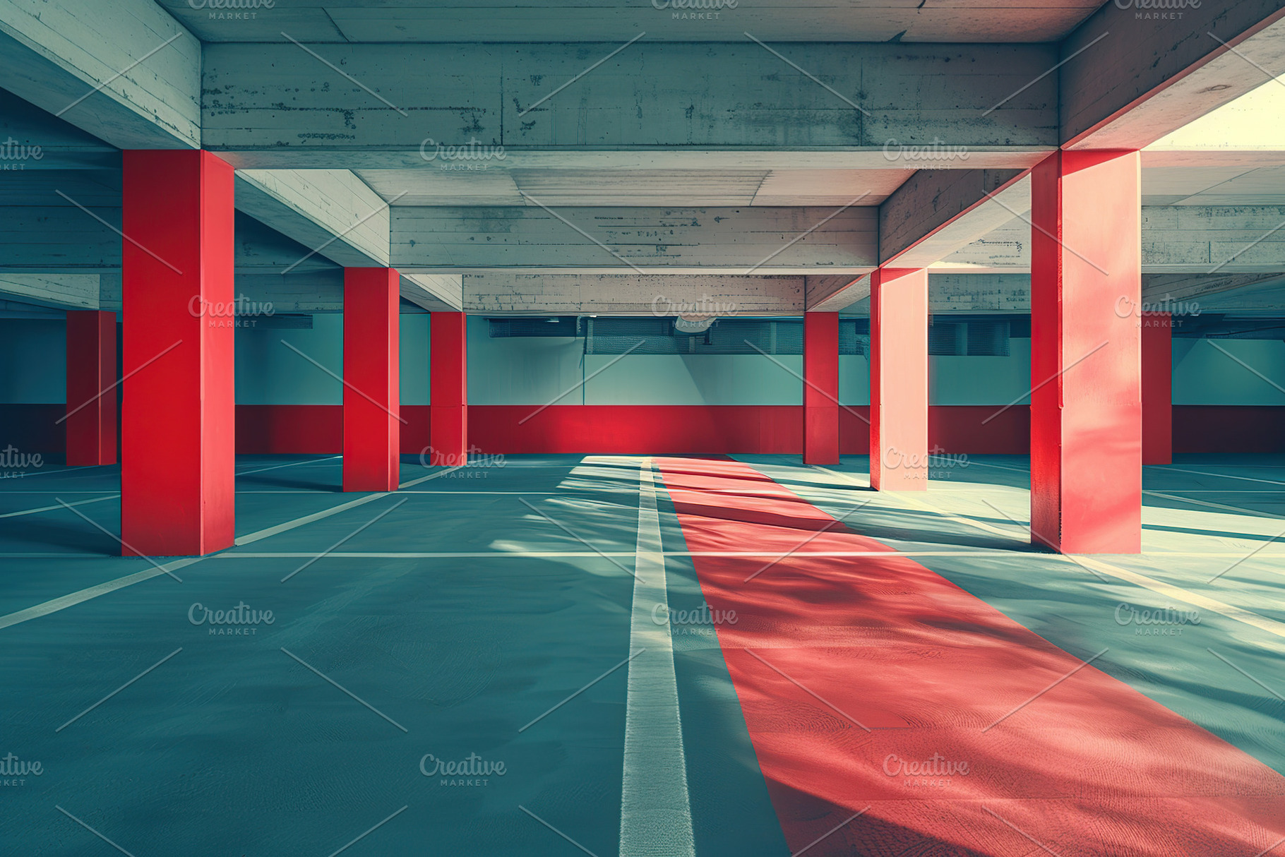 Empty parking garage of supermarket, a Photo by AlyaAnd