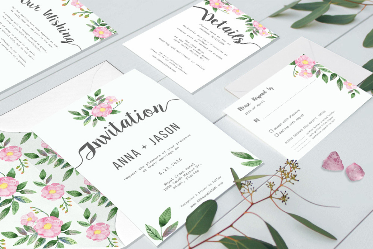 Rose Hip Watercolor Wedding Suite, an Invitation Template by Love Design (Photo 2 of 14)