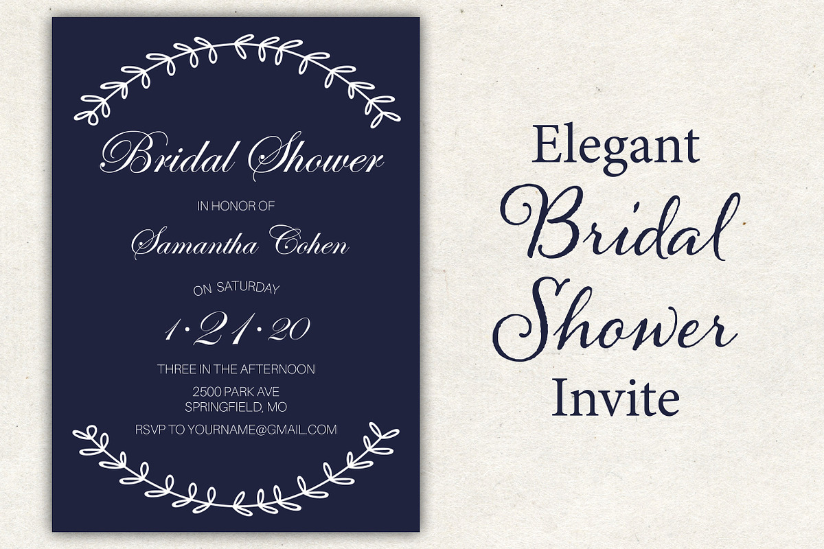 Elegant Blue Bridal Shower Invite, a Stationery Template by BF Studios (Photo 1 of 2)