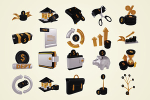 3d Finance Element Icons