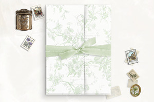 Sage Rose Toile Printable Vellum, a Stationery Template by SilverJoyAtelier