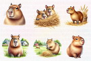 Watercolor Capybara clipart PNG, an Illustration by CreationArt (Thumbnail 4 of 5)