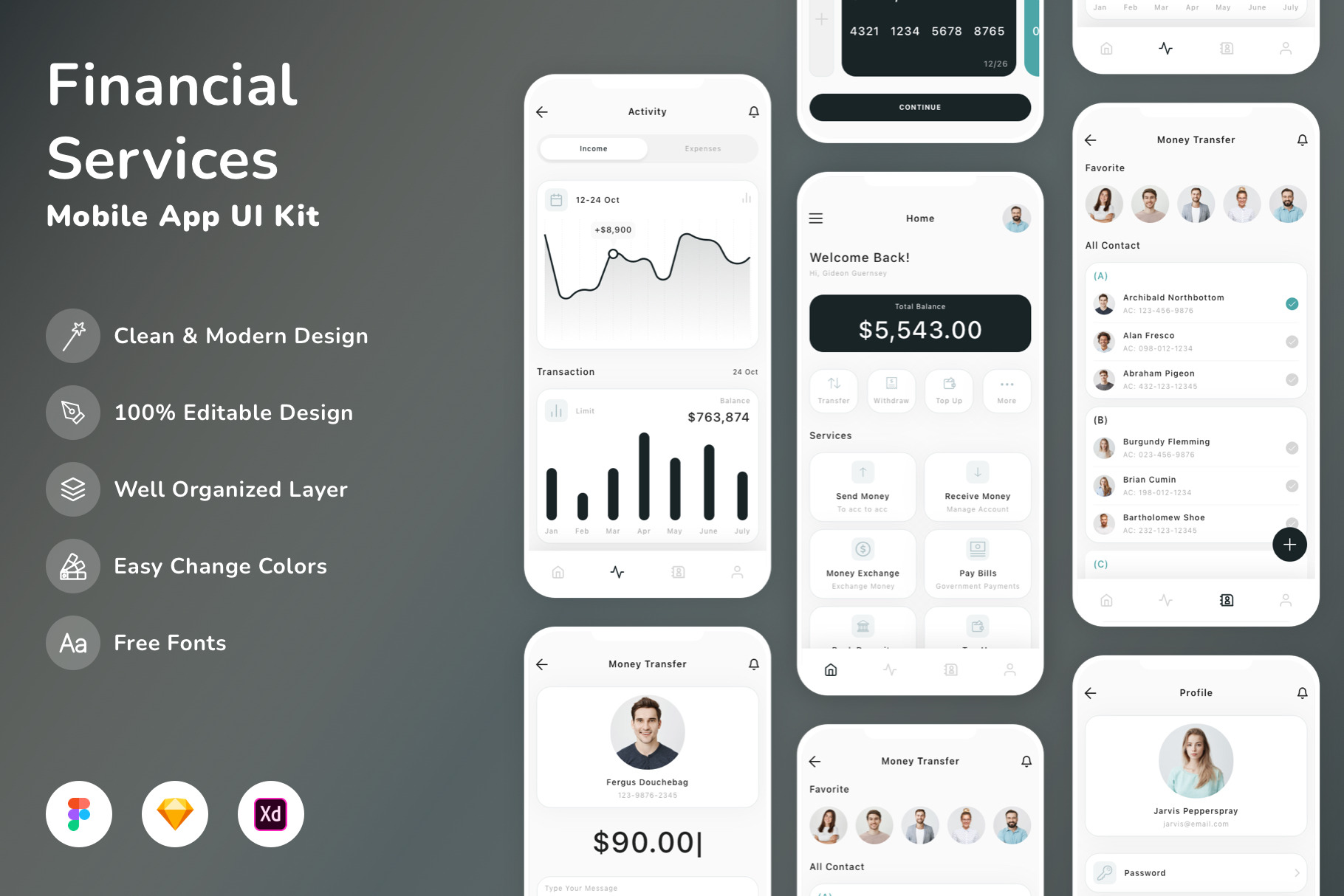 Financial Services Mobile App UI Kit, an UI Kit Template by Betush