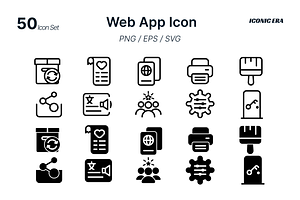 50 Web App UI Icons, an Outline Icon by Iconic Era
