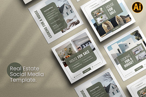 Real Estate Instagram Post Templates, a Social Media Template by Pixelpick