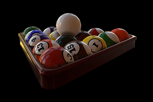 Pool Balls And Triangle Rack