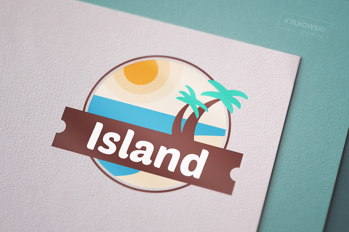 Tropical Island Resort Logo Template, a Branding \u0026 Logo Template by  Krukowski Graphics, image size:1200x800