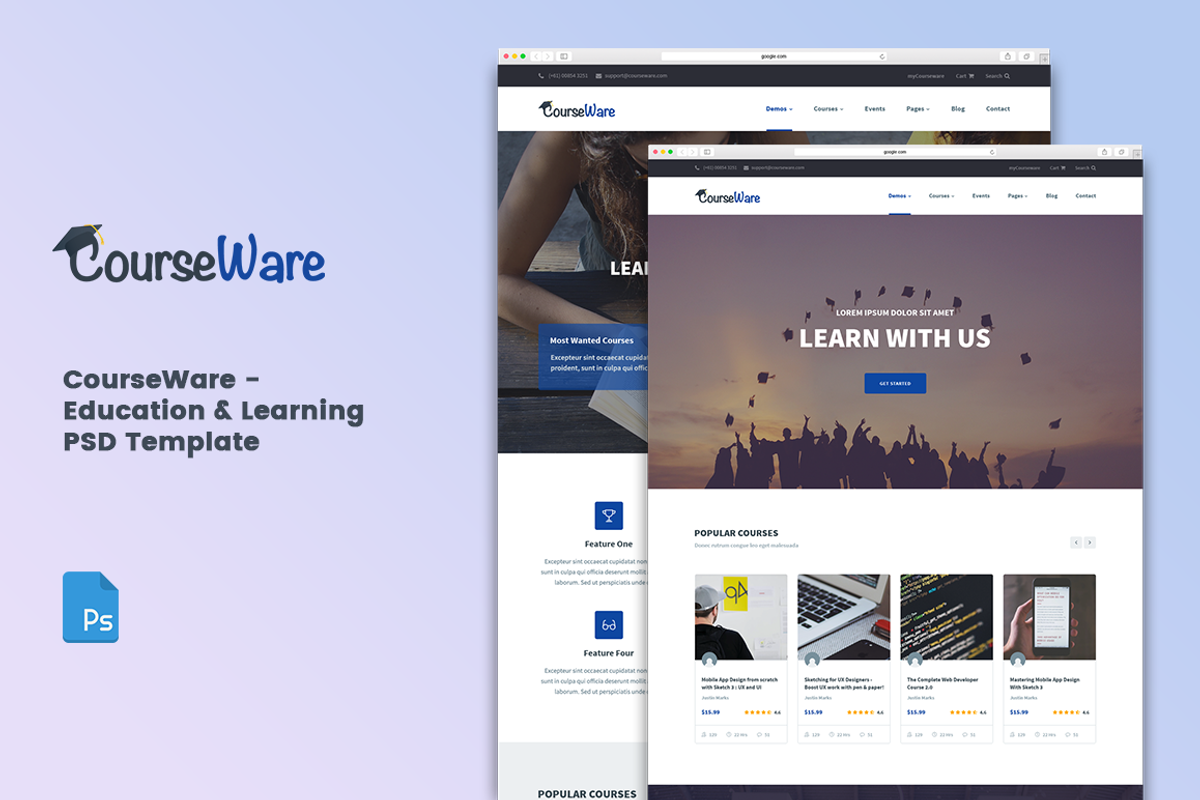 CourseWare - Learning PSD Template, a Landing Page Template by bigpsfan's SHOP (Photo 1 of 25)