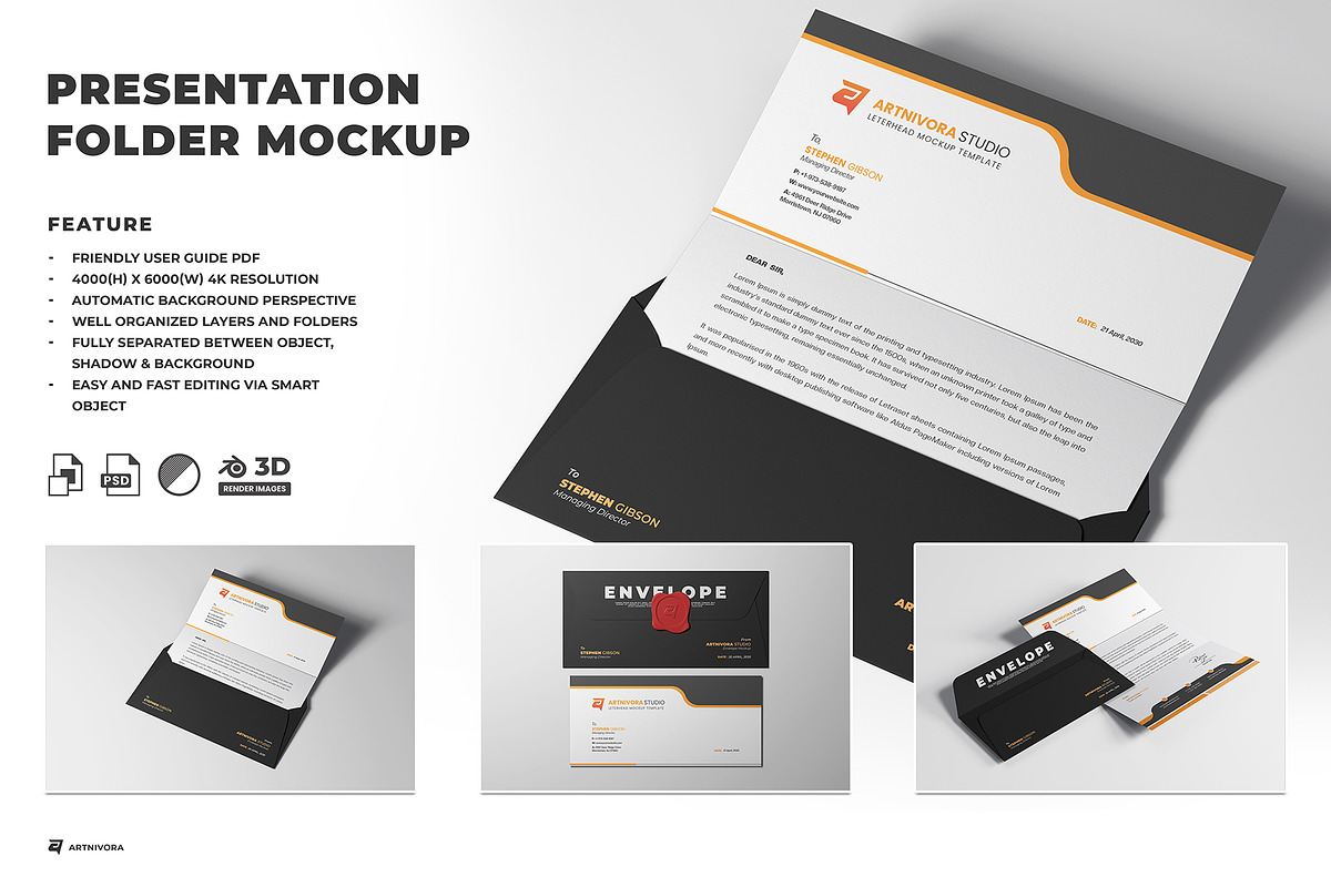 Envelope with Letterhead Mockup, an Advertising Mockup by Artnivora.Std (Photo 1 of 4)