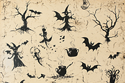 Retro Halloween on Tan Canvas, a Background Graphic by Printable Treasure (Thumbnail 3 of 8)