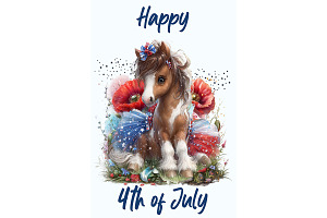 4th of July Horse Art Illustration, an Animal Illustration by Art Paradise Studios